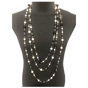RARE Chanel 100th Anniversary Pearl Coco Figure 3 Strand Long Necklace
